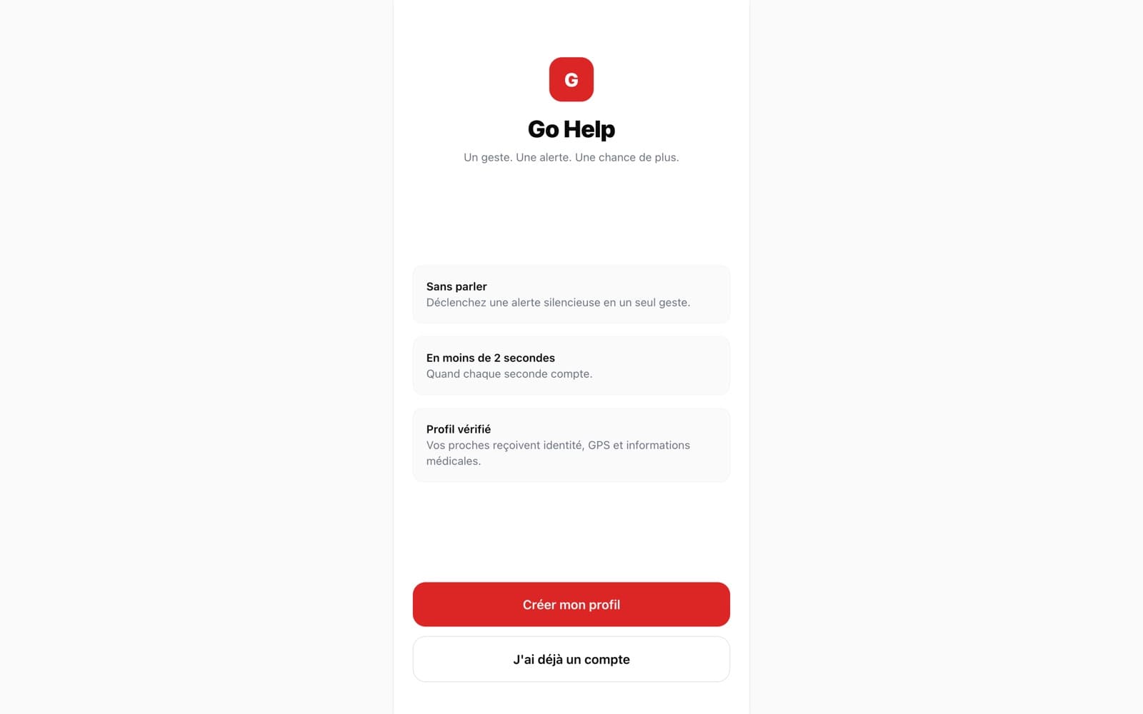 Aperçu de la première page de Go Help